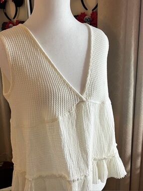 Pink Rose Ivory/Off-White Ruffled Top